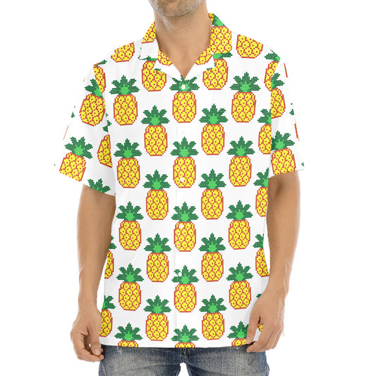 Pixel Pineapple Pattern Print Aloha Shirt