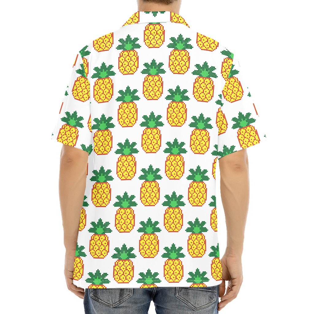 Pixel Pineapple Pattern Print Aloha Shirt