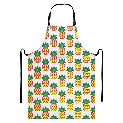 Pixel Pineapple Pattern Print Bib Apron With Pocket