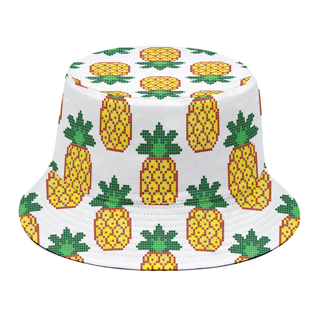 Pixel Pineapple Pattern Print Bucket Hat