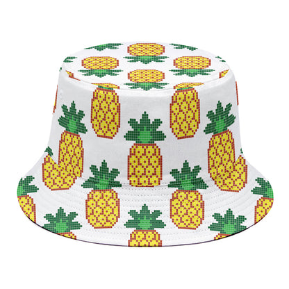 Pixel Pineapple Pattern Print Bucket Hat
