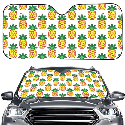 Pixel Pineapple Pattern Print Car Windshield Sun Shade