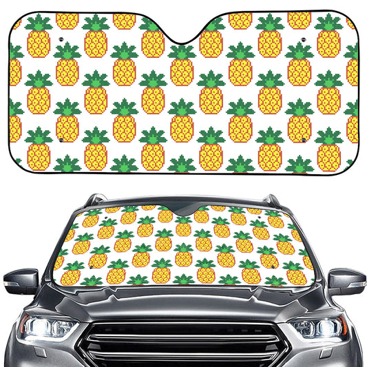 Pixel Pineapple Pattern Print Car Windshield Sun Shade