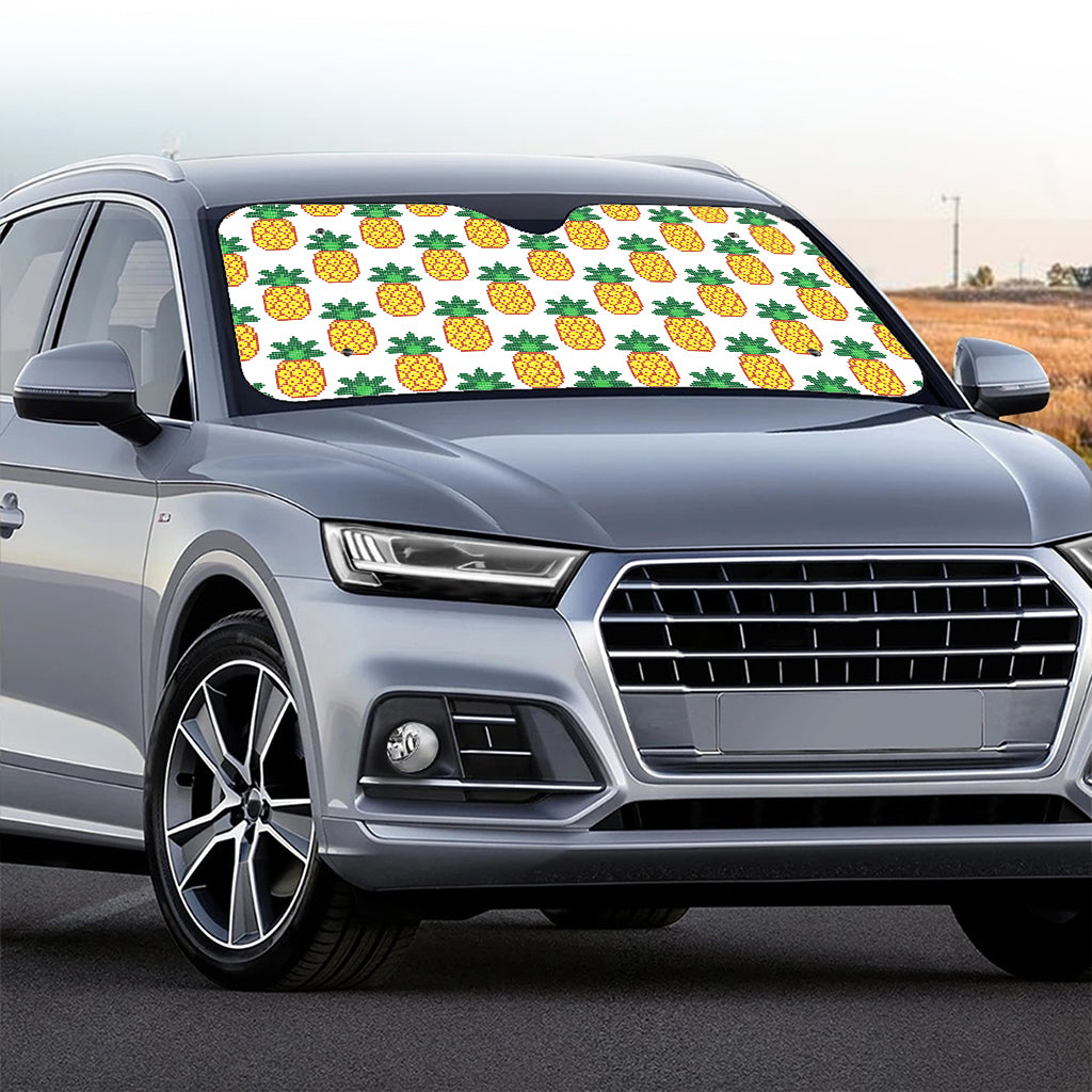 Pixel Pineapple Pattern Print Car Windshield Sun Shade