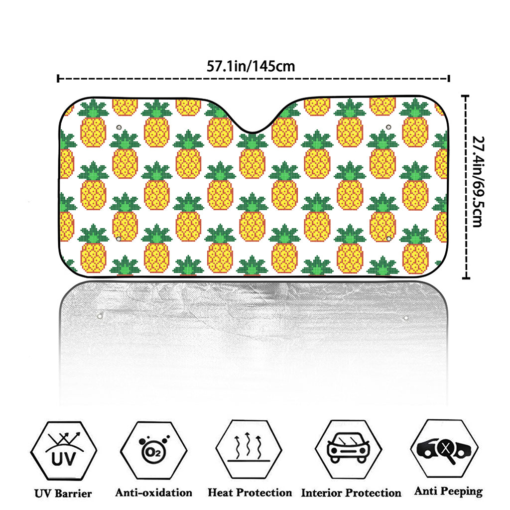 Pixel Pineapple Pattern Print Car Windshield Sun Shade