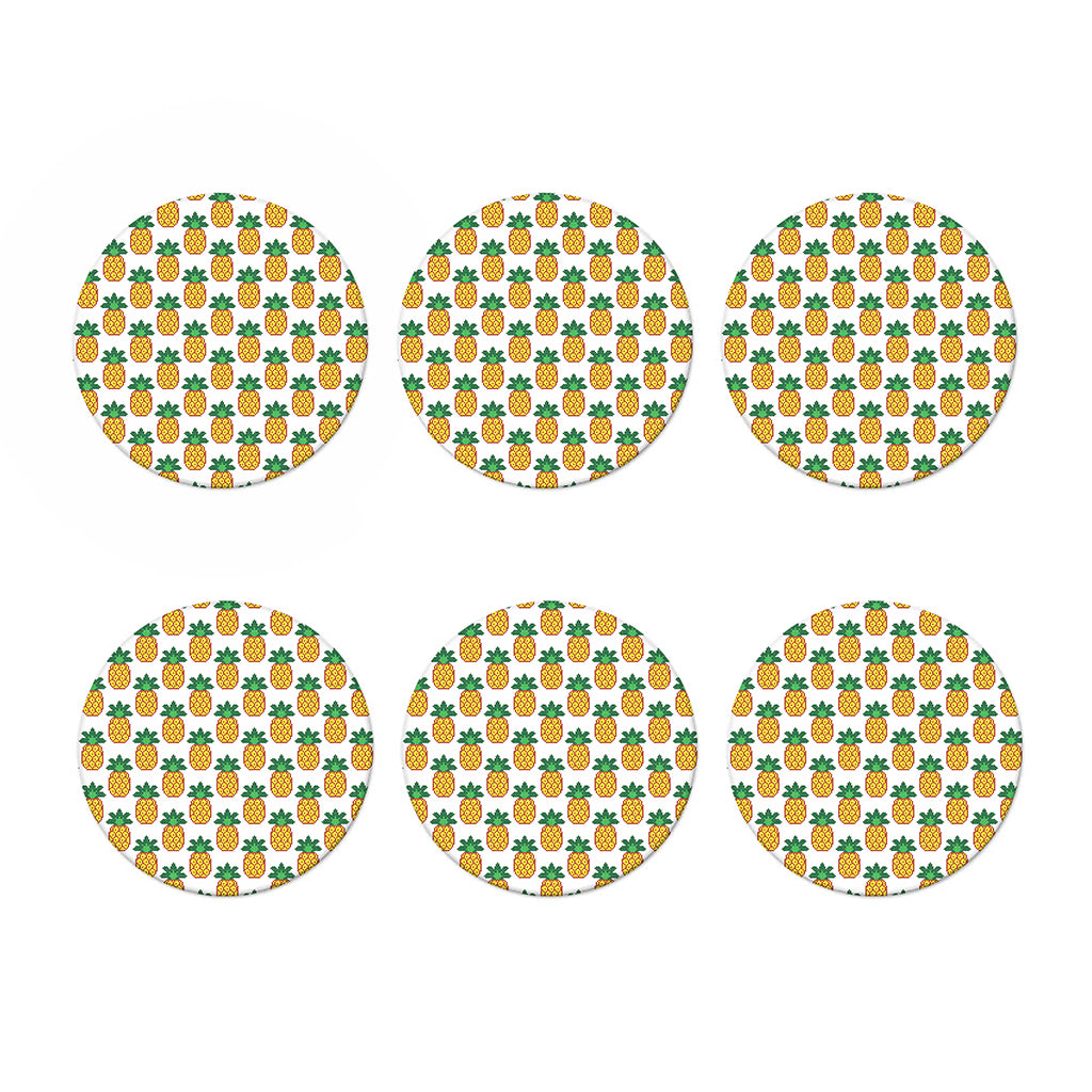 Pixel Pineapple Pattern Print Coaster Set