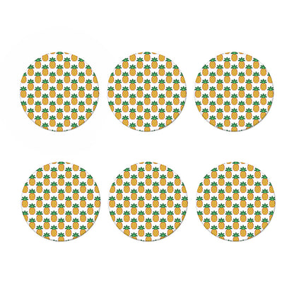Pixel Pineapple Pattern Print Coaster Set