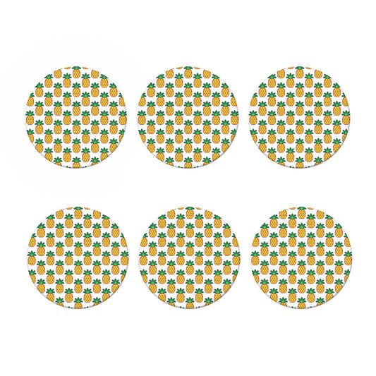 Pixel Pineapple Pattern Print Coaster Set