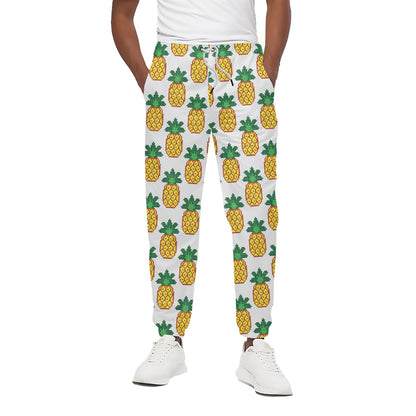Pixel Pineapple Pattern Print Cotton Pants
