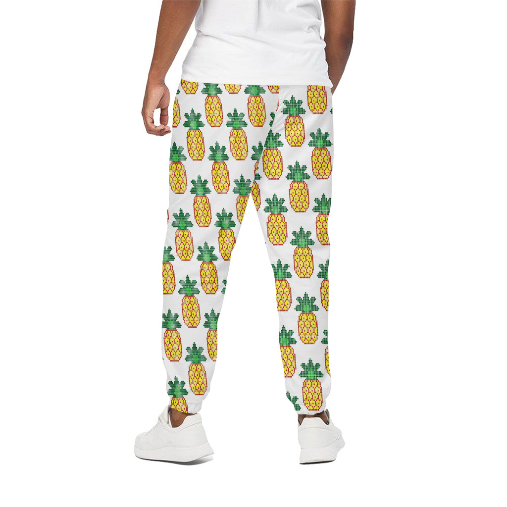 Pixel Pineapple Pattern Print Cotton Pants