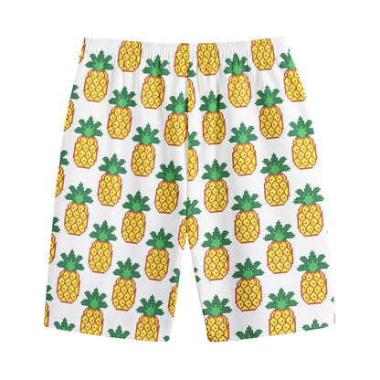 Pixel Pineapple Pattern Print Cotton Shorts