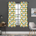 Pixel Pineapple Pattern Print Grommet Curtain Panels