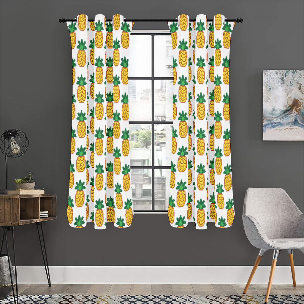 Pixel Pineapple Pattern Print Curtain