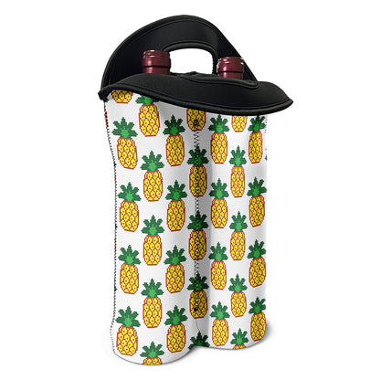 Pixel Pineapple Pattern Print Double Neoprene Wine Tote