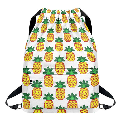 Pixel Pineapple Pattern Print Drawstring Backpack