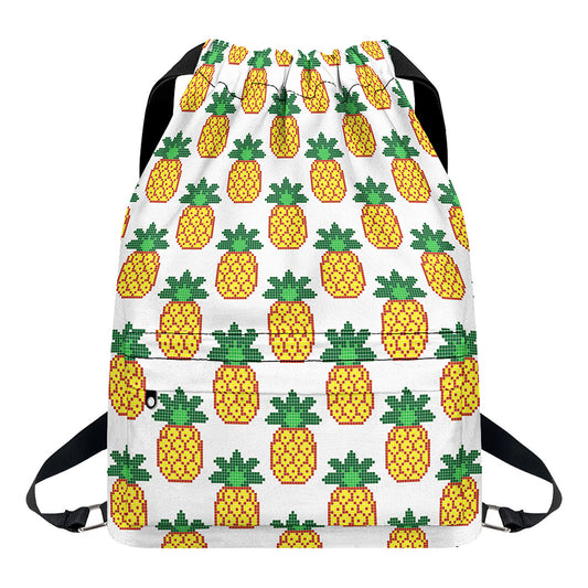 Pixel Pineapple Pattern Print Drawstring Backpack