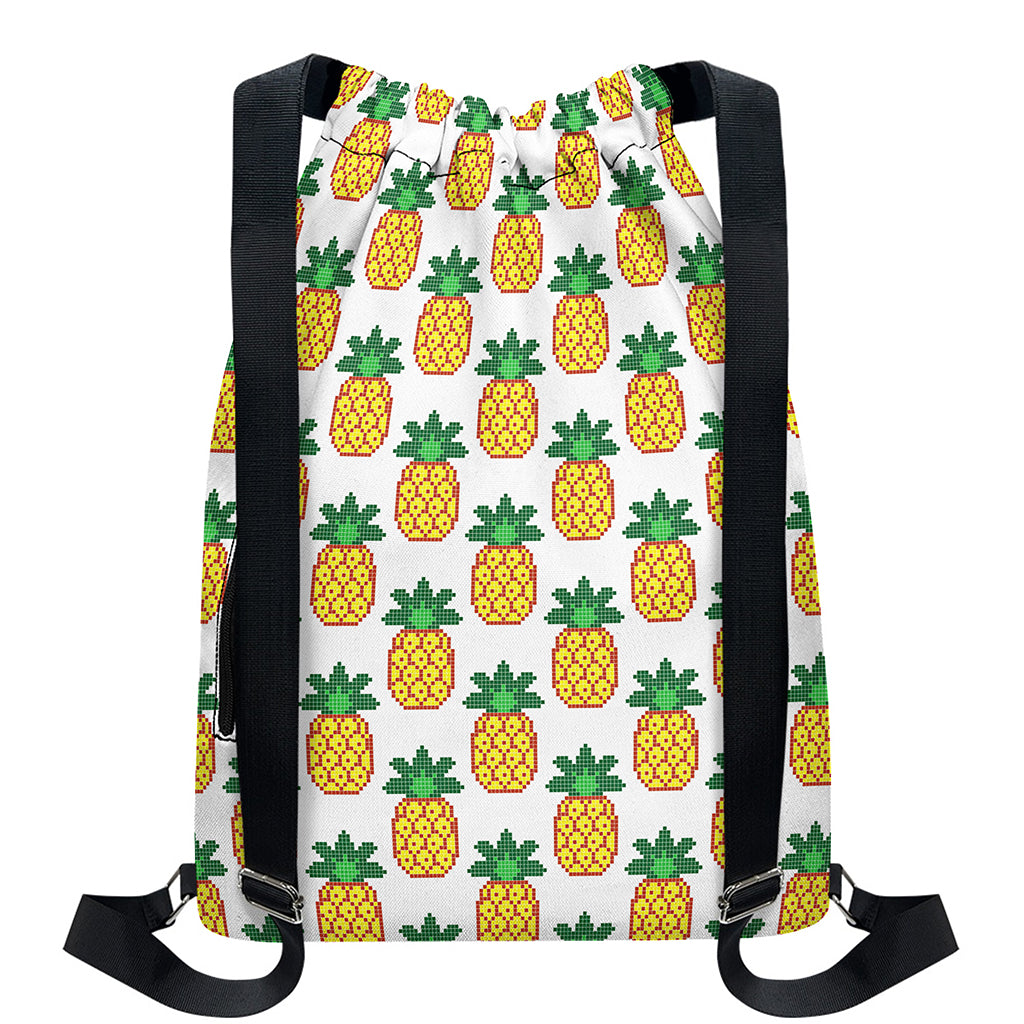 Pixel Pineapple Pattern Print Drawstring Backpack