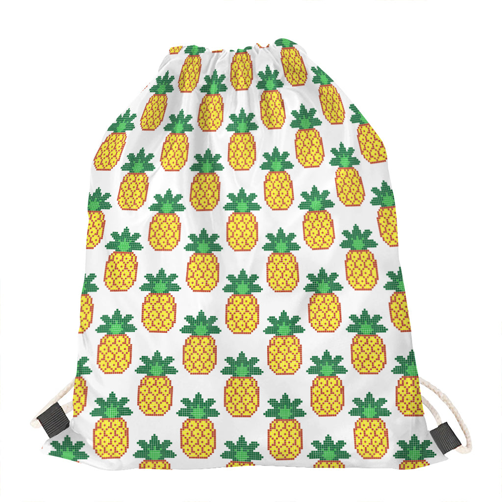 Pixel Pineapple Pattern Print Drawstring Bag