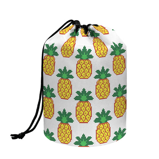 Pixel Pineapple Pattern Print Drawstring Makeup Bag