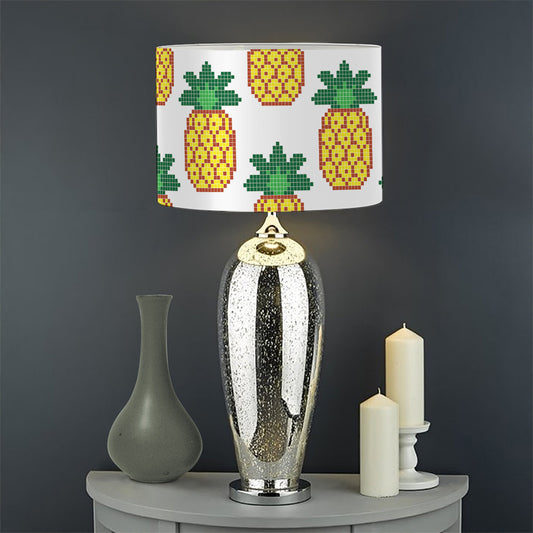 Pixel Pineapple Pattern Print Drum Lamp Shade