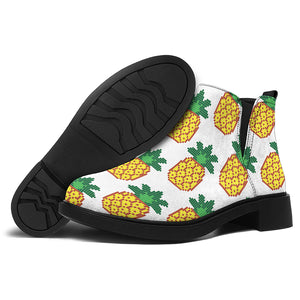 Pixel Pineapple Pattern Print Flat Ankle Boots