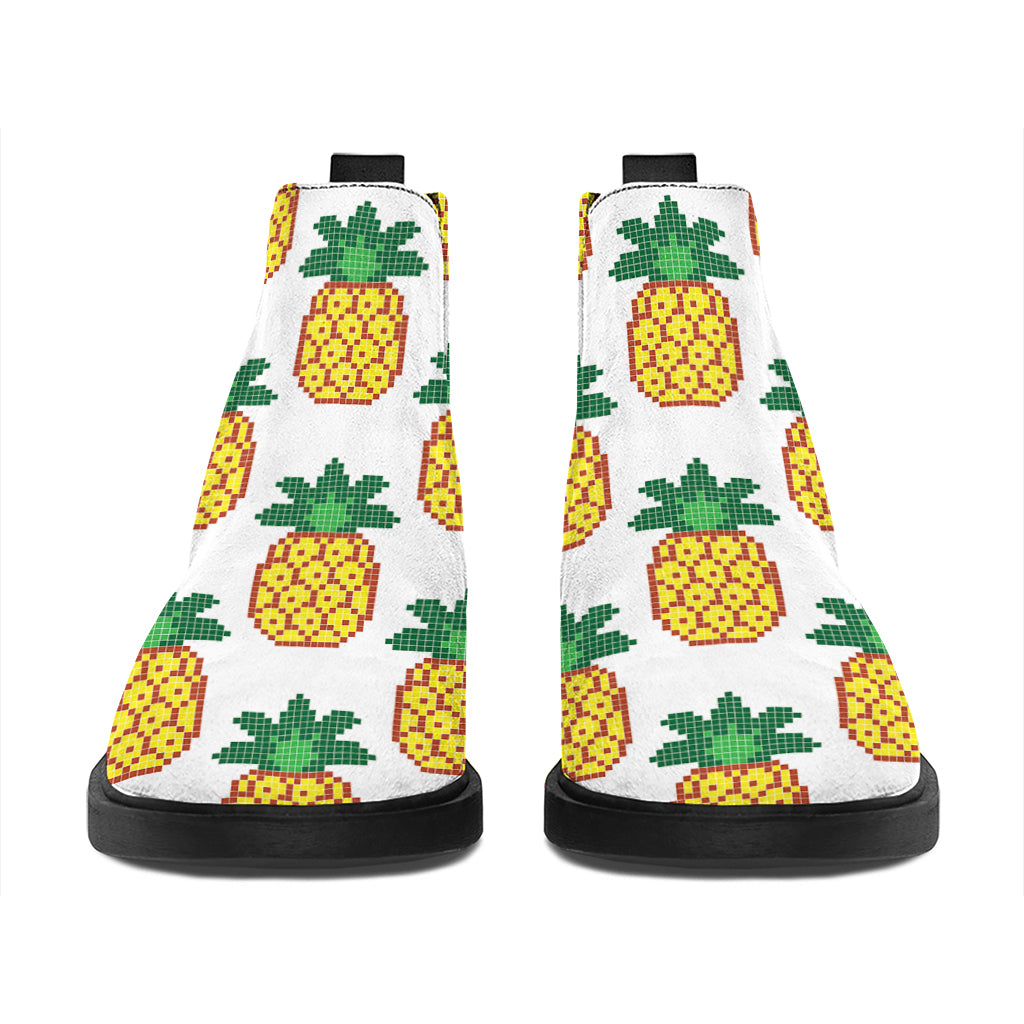 Pixel Pineapple Pattern Print Flat Ankle Boots