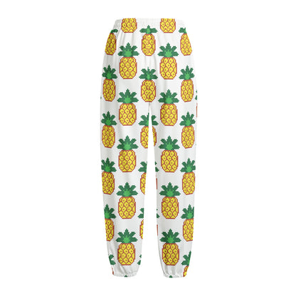 Pixel Pineapple Pattern Print Fleece Lined Knit Pants