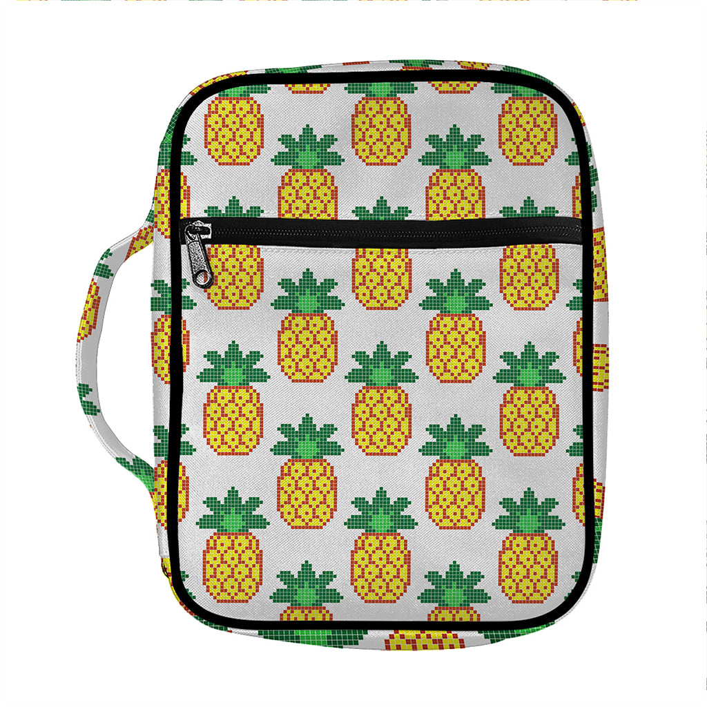 Pixel Pineapple Pattern Print Front Pocket Bible Bag