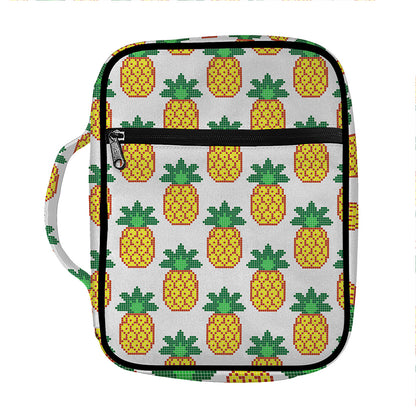 Pixel Pineapple Pattern Print Front Pocket Bible Bag