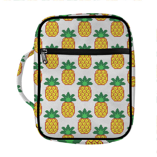 Pixel Pineapple Pattern Print Front Pocket Bible Bag