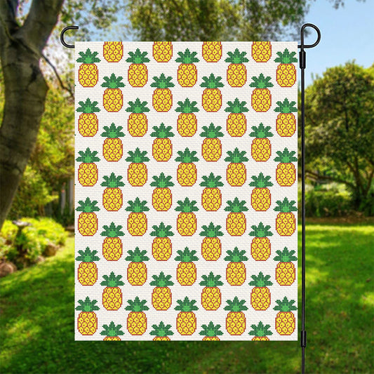 Pixel Pineapple Pattern Print Garden Flag