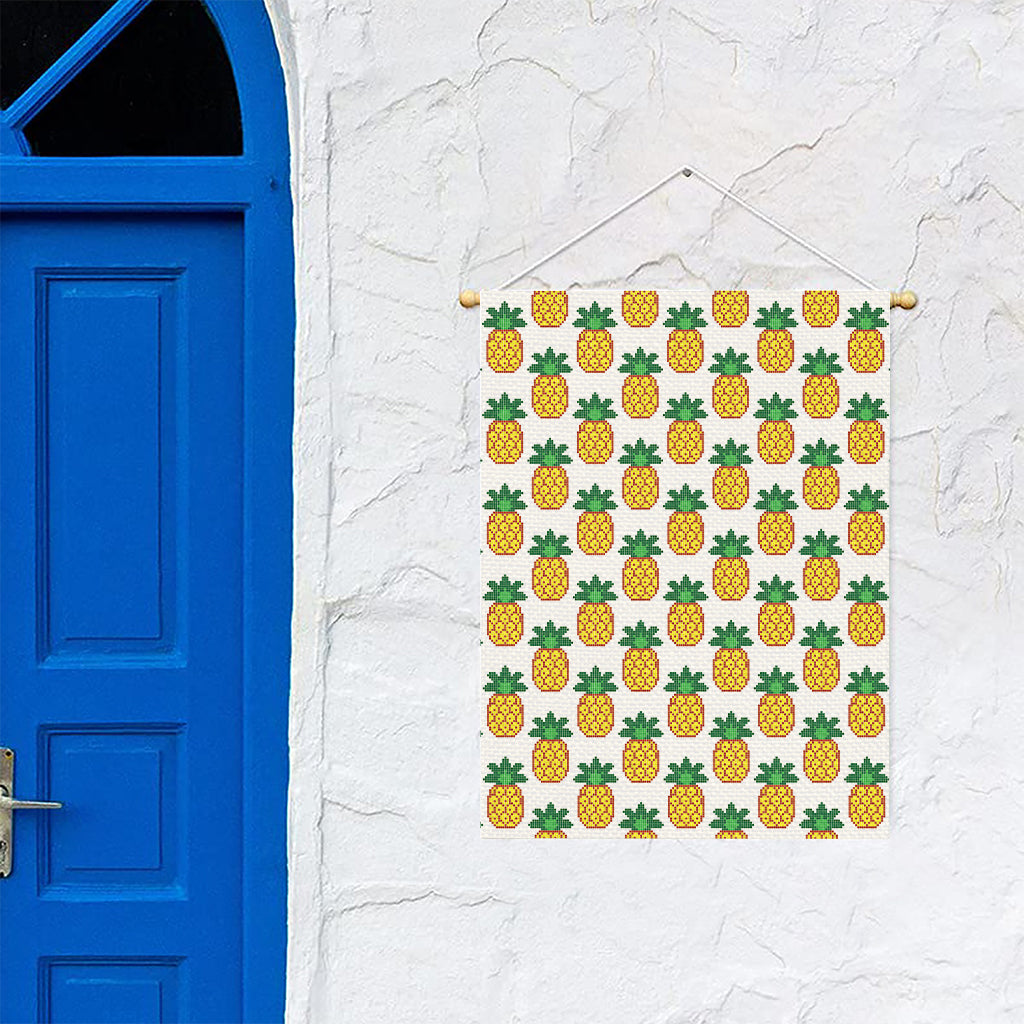 Pixel Pineapple Pattern Print Garden Flag