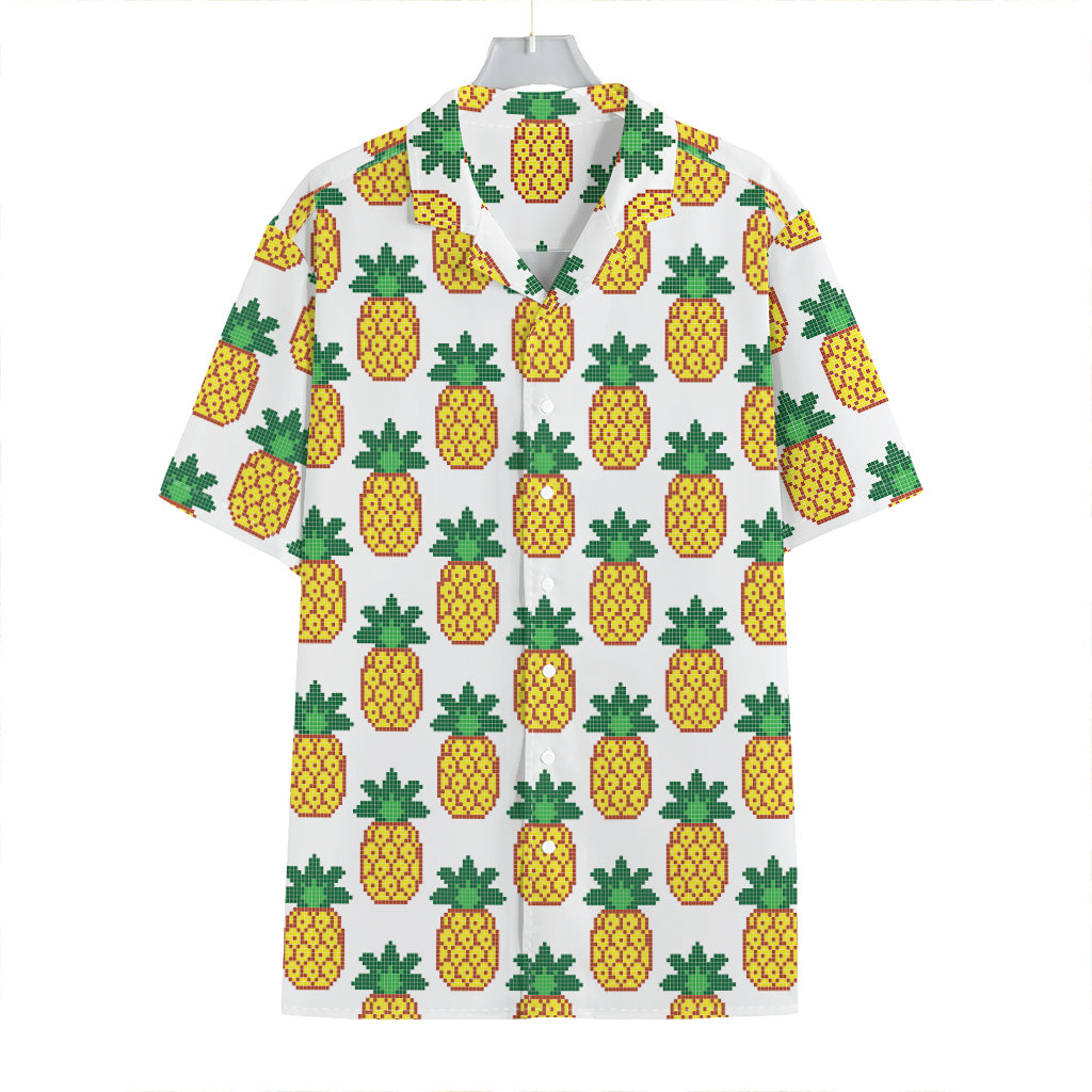 Pixel Pineapple Pattern Print Hawaiian Shirt