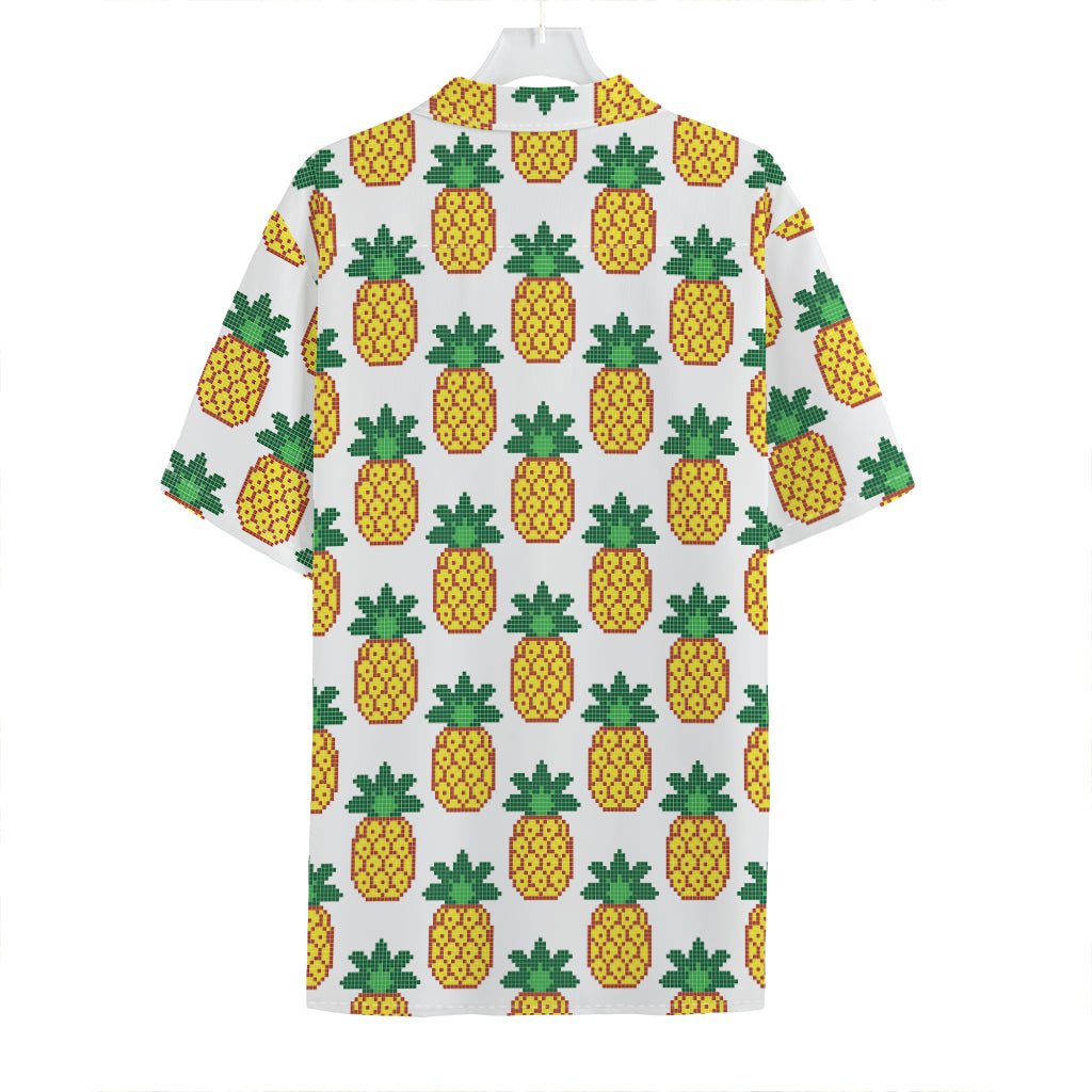 Pixel Pineapple Pattern Print Hawaiian Shirt