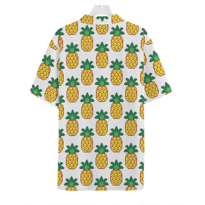 Pixel Pineapple Pattern Print Hawaiian Shirt