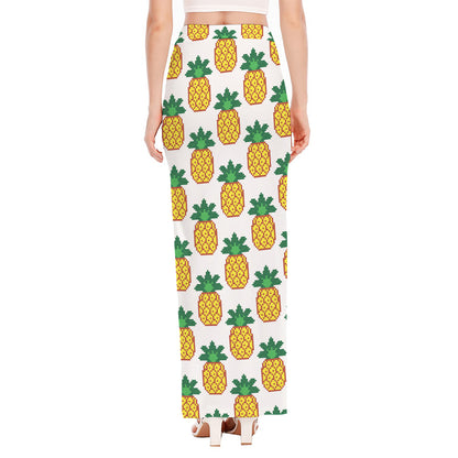 Pixel Pineapple Pattern Print High Slit Maxi Skirt