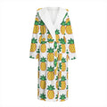 Pixel Pineapple Pattern Print Hooded Bathrobe
