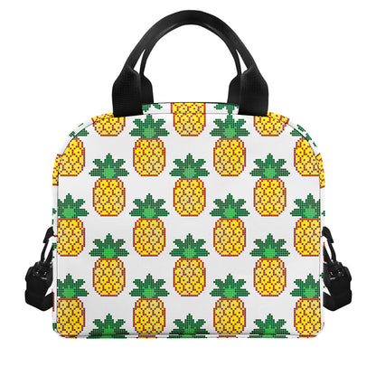 Pixel Pineapple Pattern Print Insulated Lunch Bag