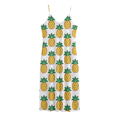 Pixel Pineapple Pattern Print Jersey Midi Cami Dress