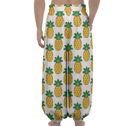 Pixel Pineapple Pattern Print Lantern Pants