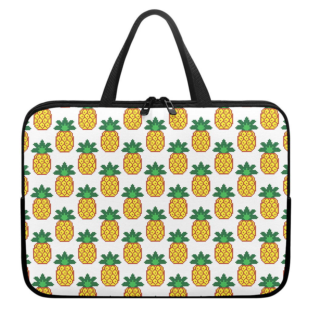 Pixel Pineapple Pattern Print Laptop Sleeve With Handle