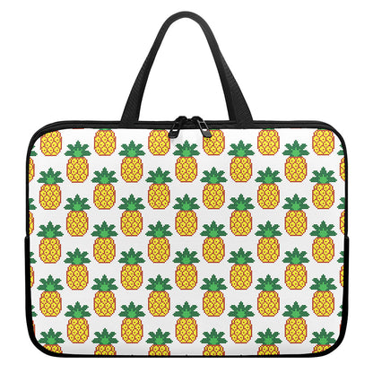 Pixel Pineapple Pattern Print Laptop Sleeve With Handle