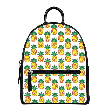 Pixel Pineapple Pattern Print Leather Backpack