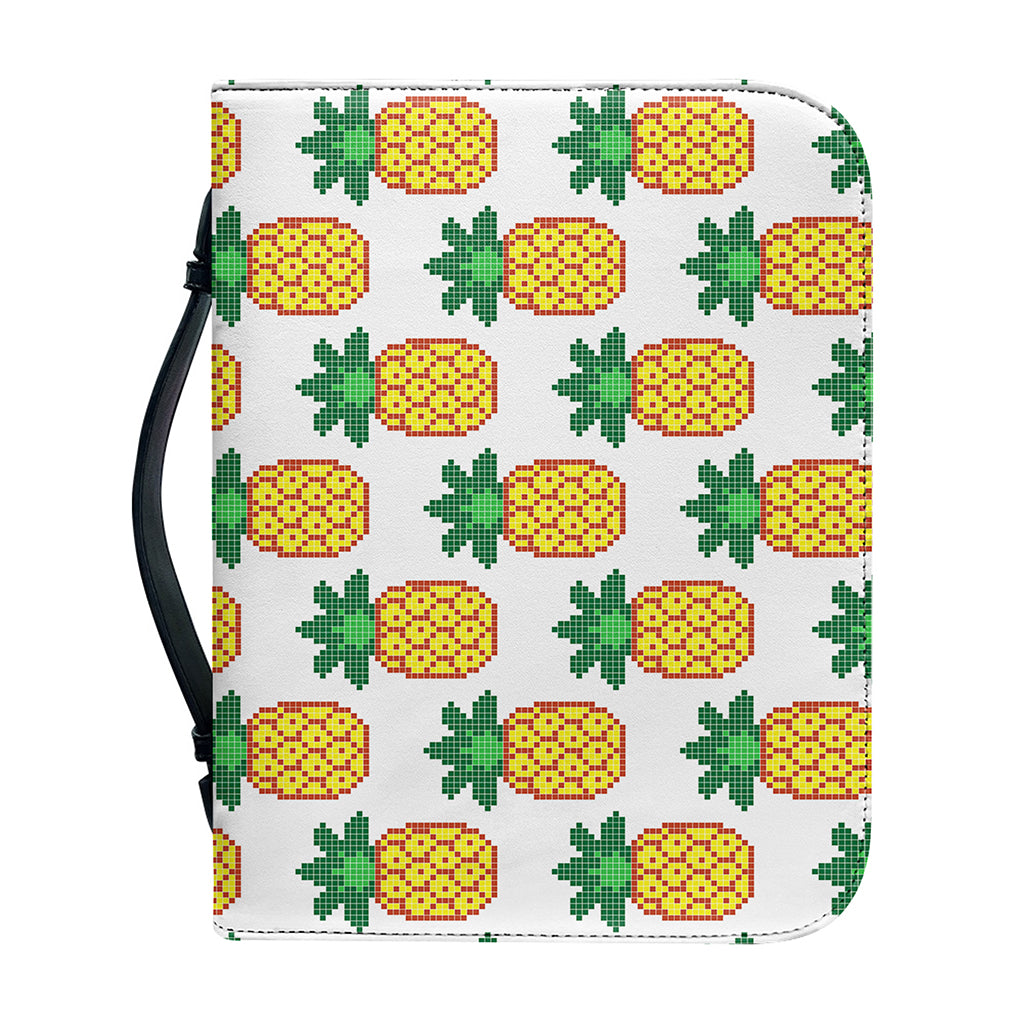 Pixel Pineapple Pattern Print Leather Bible Cover