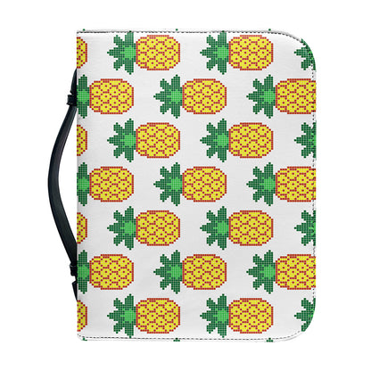 Pixel Pineapple Pattern Print Leather Bible Cover