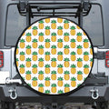 Pixel Pineapple Pattern Print Leather Spare Tire Cover