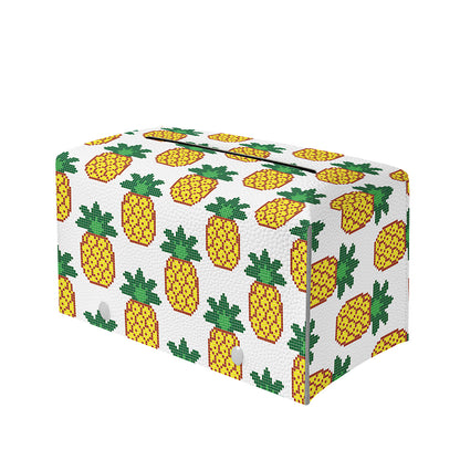 Pixel Pineapple Pattern Print Leather Tissue Box Cover