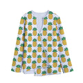 Pixel Pineapple Pattern Print Long Sleeve Short Coat