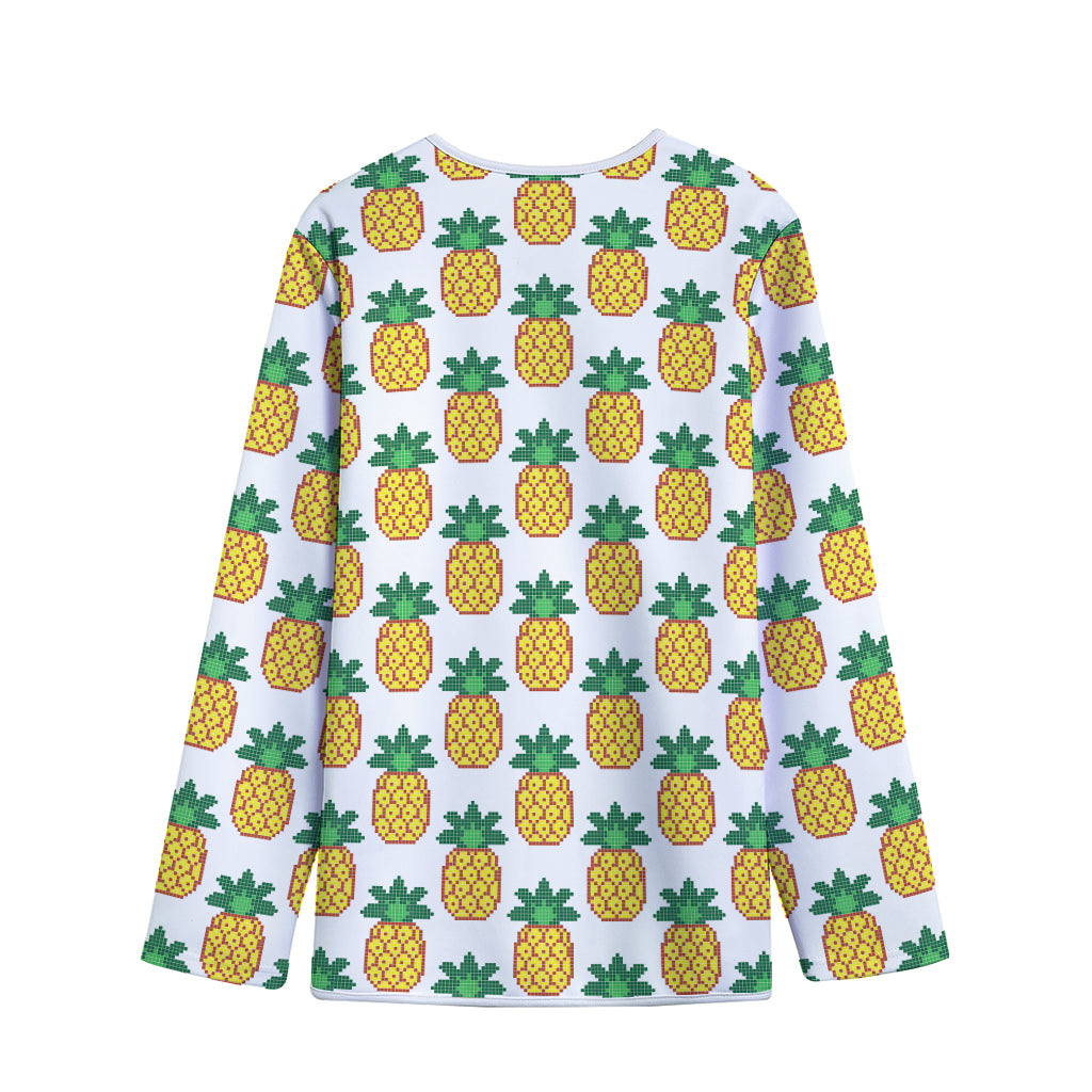 Pixel Pineapple Pattern Print Long Sleeve Short Coat