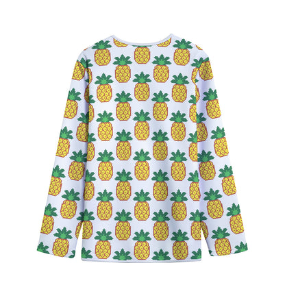 Pixel Pineapple Pattern Print Long Sleeve Short Coat